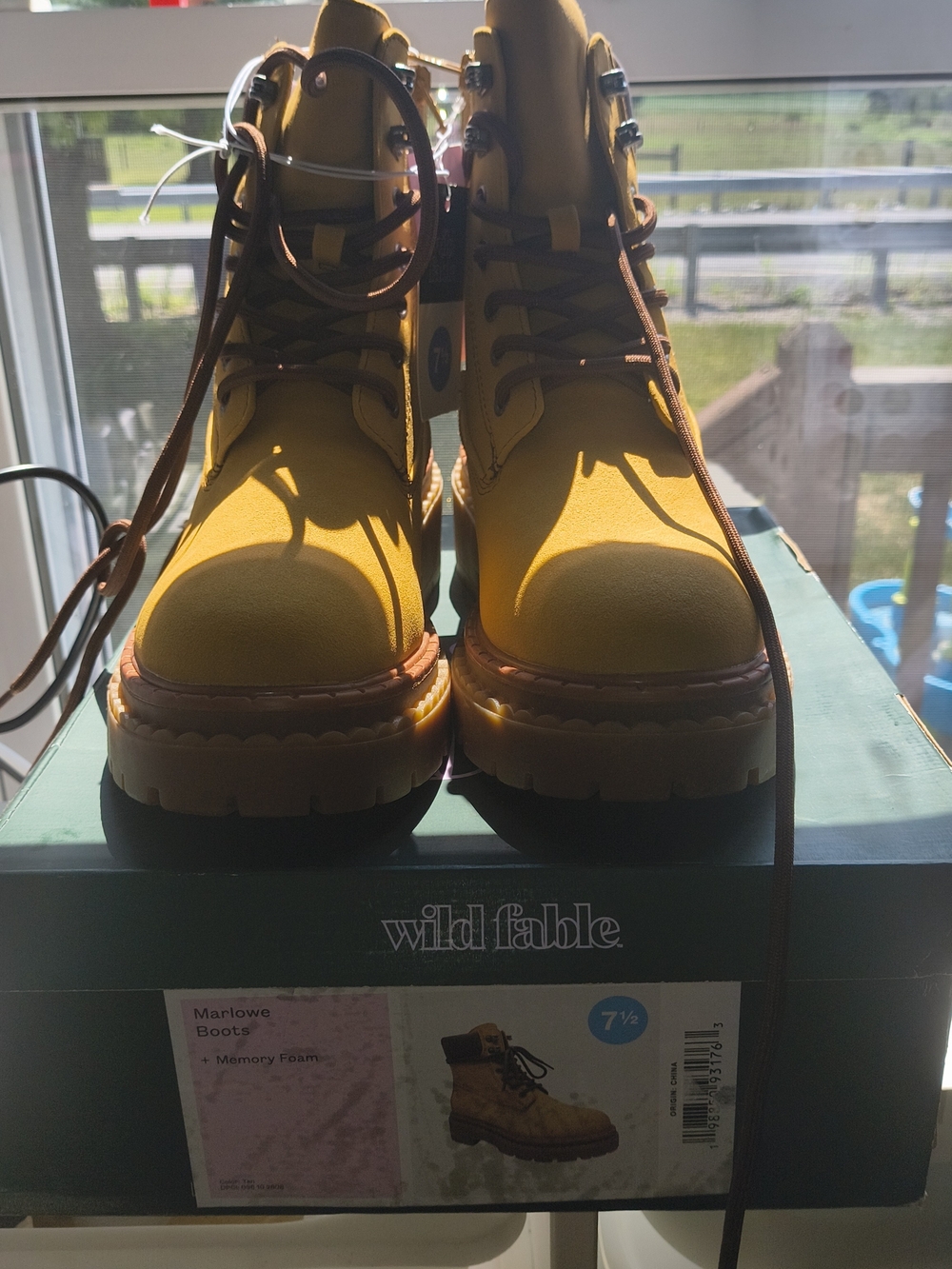 Wild Fable Marlowe Yellow Lace-Up Boots